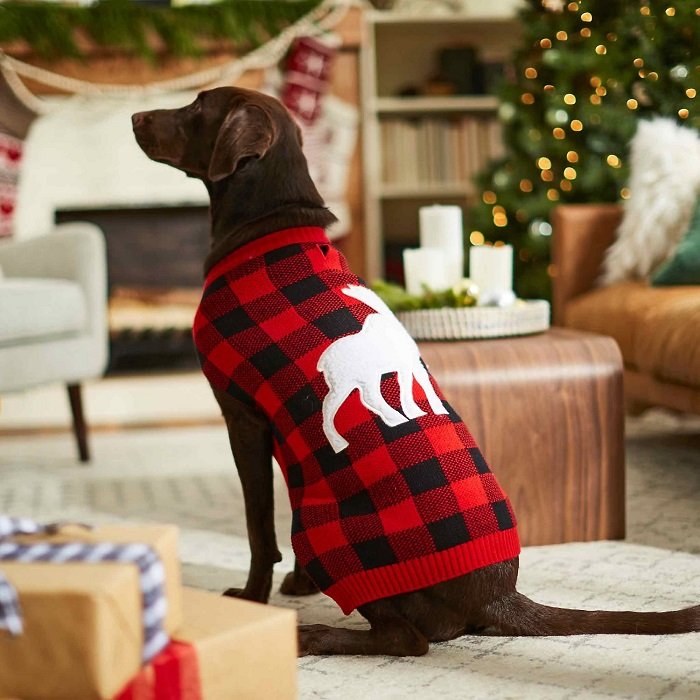Plaid Moose Dog & Cat Sweater