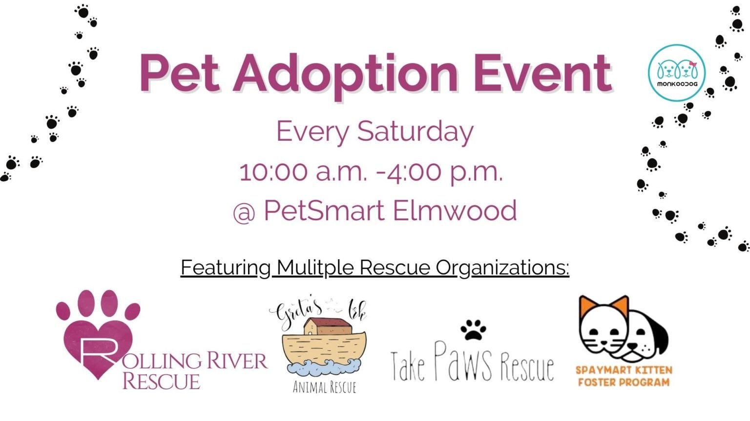 Pet Adoption Event By Rolling River Rescue Monkoodog