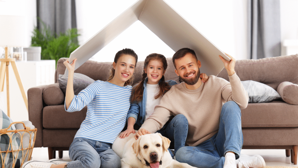 happy family in a happy home without pet dander